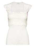 Silk T-Shirt W/ Lace Tops T-shirts & Tops Sleeveless White Rosemunde