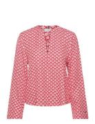 Seal Aop V-Neck Blouse Tops Blouses Long-sleeved Red Tommy Hilfiger