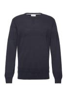 O-Neck Sailor Structure Knit Tops Knitwear Round Necks Navy Lindbergh