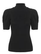 Drewgz Ss Puff Blouse Tops Blouses Short-sleeved Black Gestuz