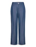 Viurla Hw Wide Pant Dbd/R Bottoms Trousers Wide Leg Blue Vila