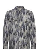 Akoscar Jacquard Overshirt Tops Overshirts Blue Anerkjendt