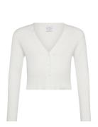 Cardigan Rib Short Tops Knitwear Cardigans White Lindex