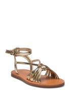 Ruched Strips Sandals Shoes Summer Shoes Sandals Gold Mango