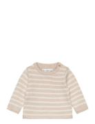 Striped Cotton-Blend Sweater Tops Knitwear Pullovers Beige Mango