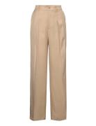 Pleated Twill Wide-Leg Trouser Bottoms Trousers Wide Leg Beige Lauren ...