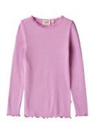 Rib T-Shirt L/S Reese Tops T-shirts Long-sleeved T-shirts Purple Wheat