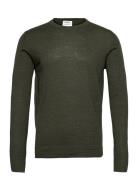 Merino Knit O-Neck Tops Knitwear Round Necks Green Lindbergh