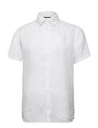 Linen Shirt Short Sleeve Tops Shirts Short-sleeved White Sebago