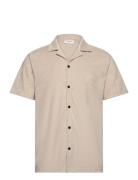 Ss Shirt Terry Tops Shirts Short-sleeved Beige Lindbergh