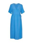 Mschchalena 2/4 Wrap Dress Polvipituinen Mekko Blue MSCH Copenhagen