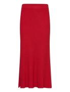 Ribbed Midi Skirt Polvipituinen Hame Red Mango