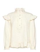 Reno Ruby Ruffle Blouse Tops Blouses Long-sleeved Cream Noella