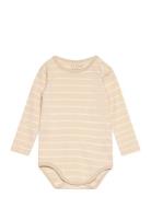 Body Ls W. Yd Stripe Bodies Long-sleeved Beige Fixoni