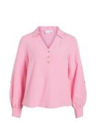 Viprisilla V-Neck L/S Shirt Tops Shirts Long-sleeved Pink Vila