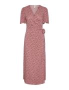 Yasalira Ss Long Wrap Dress S. Noos Polvipituinen Mekko Pink YAS