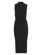 Vistylie High-Neck S/L Rib Knit Dress Maksimekko Juhlamekko Black Vila