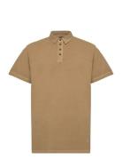 Landon Cotton Pique Polo Ss Tops Polos Short-sleeved Khaki Green Fat M...