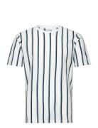 Striped Piqué Tee S/S Tops T-shirts Short-sleeved White Lindbergh