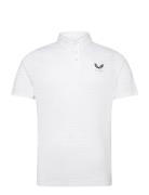 Textured Pique Stripe Polo Tops Polos Short-sleeved White Castore