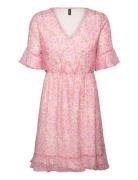 Vmsmilla 2/4 Short Dress Wvn Ga Lyhyt Mekko Pink Vero Moda