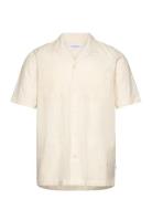 Seersucker Shirt S/S Tops Shirts Short-sleeved Cream Lindbergh