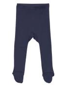 Baby Rib Tights W. Feet Bottoms Trousers Navy Copenhagen Colors