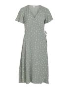 Vilovie S/S Wrap Midi Dress/Su - Noos Polvipituinen Mekko Green Vila