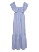 Emilie Frill Detailed Linen Blend Maxi Dress Maksimekko Juhlamekko Blu...