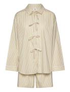 Stripel Set Shirt+Shorts Pyjama Beige Becksöndergaard