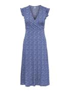 Onlmay Life S/L Wrap Midi Dress Jrs Noos Polvipituinen Mekko Blue ONLY