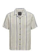 Onstrev Life Reg Ss Struc Stripe Shirt Tops Shirts Short-sleeved Cream...