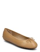 Jayna Nappa Leather Driver Flat Ballerinat Beige Lauren Ralph Lauren