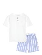 Striped Cotton Short Pyjamas Pyjamasetti Pyjama Blue Mango