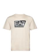 T-Shirt Tops T-shirts Short-sleeved Cream EA7