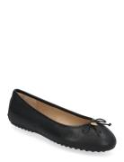 Jayna Pebbled Leather Driver Flat Ballerinat Black Lauren Ralph Lauren