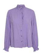 Crvenea Shirt Tops Shirts Long-sleeved Purple Cream