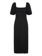 Puff Sleeve Midi Dress Polvipituinen Mekko Black Gina Tricot