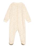 Nightsuit W.zipper A. Foot Pyjama Sie Jumpsuit Haalari Cream Fixoni