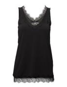 Rwbillie Sl Lace V-Neck Top Tops T-shirts & Tops Sleeveless Black Rose...