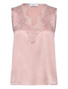 Silk Top Tops Blouses Sleeveless Pink Rosemunde