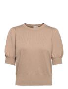 Liva Knit Tee Tops Knitwear Jumpers Beige Minus