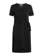 Vinayeli S/S Knee Wrap Dress/Su - Noos Polvipituinen Mekko Black Vila