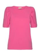 Fqfenja-Tee-Puff Tops T-shirts & Tops Short-sleeved Pink FREE/QUENT