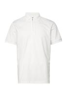 Slhfave Zip Ss Polo B Tops Polos Short-sleeved White Selected Homme