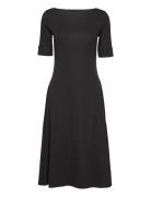 Refined Stretch 1X1-Dress Polvipituinen Mekko Black Lauren Ralph Laure...