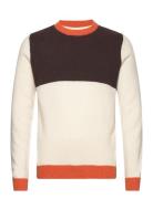 Akrico Colorblock Lambswool Tops Knitwear Round Necks Brown Anerkjendt