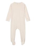 Striped Full Body W. Back Opening Pyjama Sie Jumpsuit Haalari Cream Co...