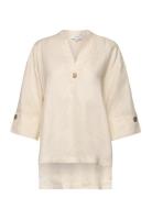 Linen Blouse Tops Blouses Long-sleeved Cream Rosemunde