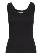 Slim Ribbed Tank Top Tops T-shirts & Tops Sleeveless Black GANT